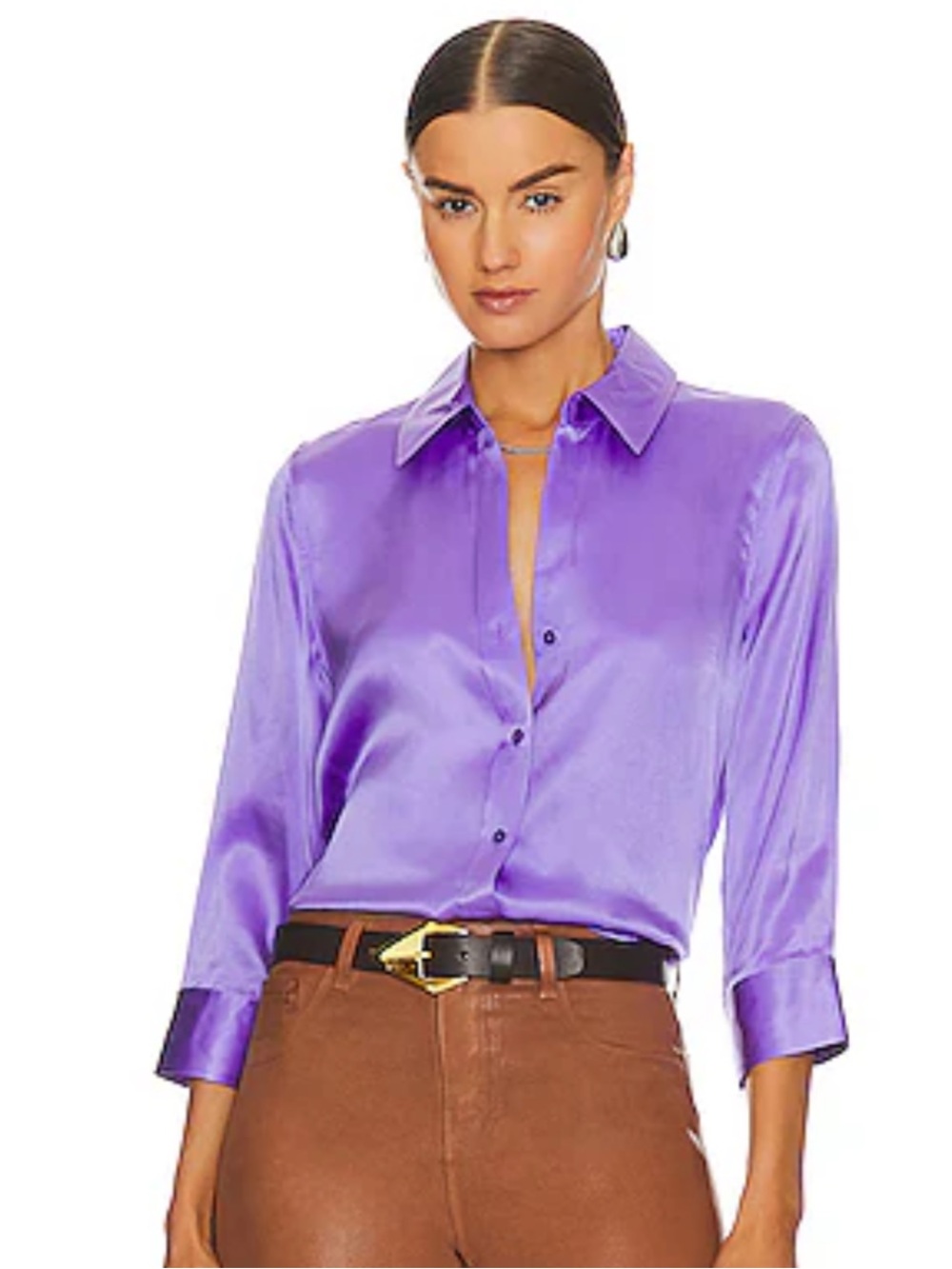 L'AGENCE Dani Silk Button-Down Blouse